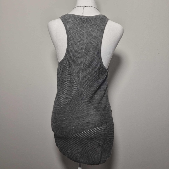 Eileen Fisher Gray Merino Wool Metallic Abstract Texture Knit Racerback Tank Top - Picture 5 of 12